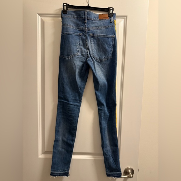 Express Blue Skinny Jeans with Yellow Stripe - Picture 6 of 9